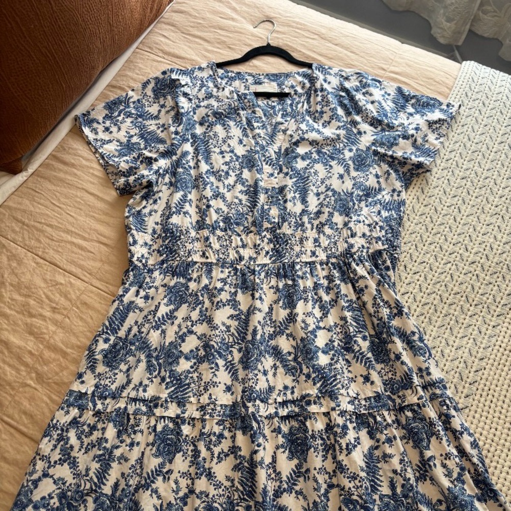 The Somerset Maxi Dress | Anthropologie | Blue & White Fern Toile | 3X